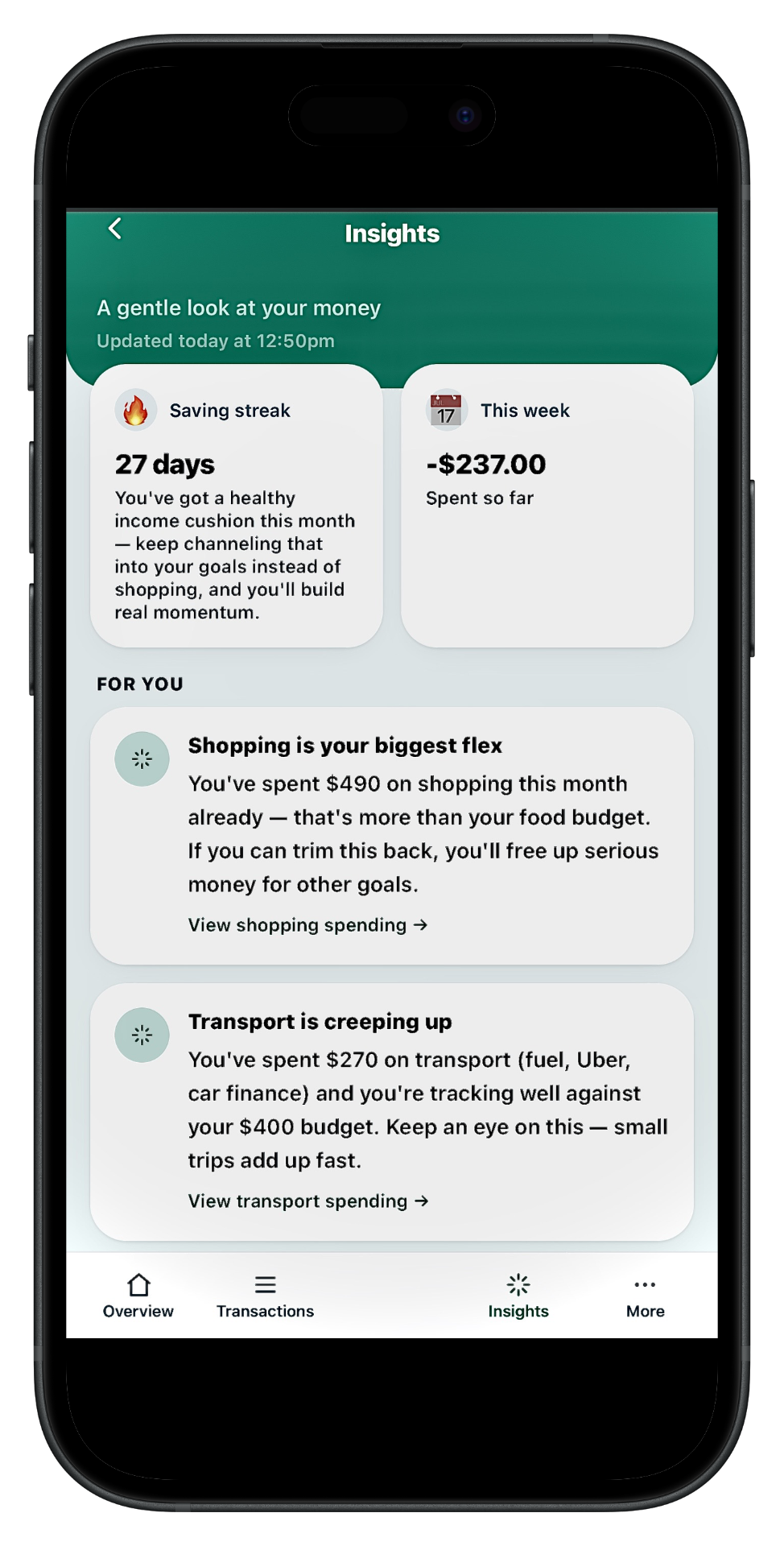 DOSHly insights screen